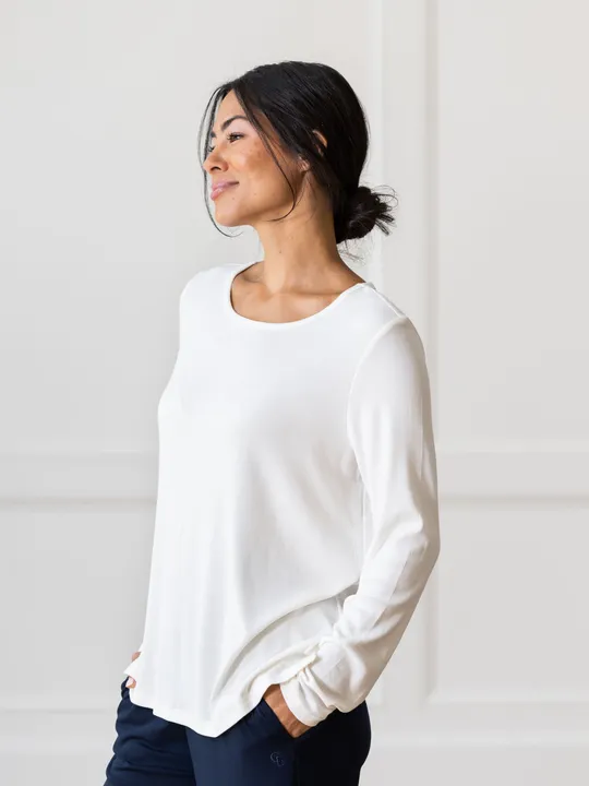 Cozy Earth Women’s Bamboo Rib-Knit Long Sleeve Lounge Top