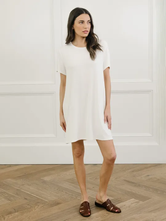 Cozy Earth Women’s Bamboo Rib-Knit Boyfriend Sleep Dress