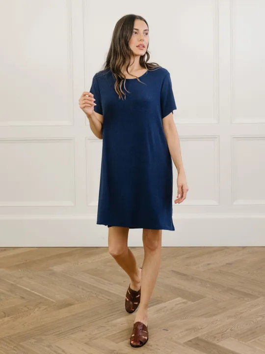Cozy Earth Women’s Bamboo Rib-Knit Boyfriend Sleep Dress