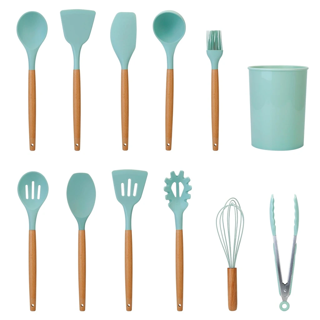 Directdeals 11Pcs Teal Silicone Cooking Utensil Set