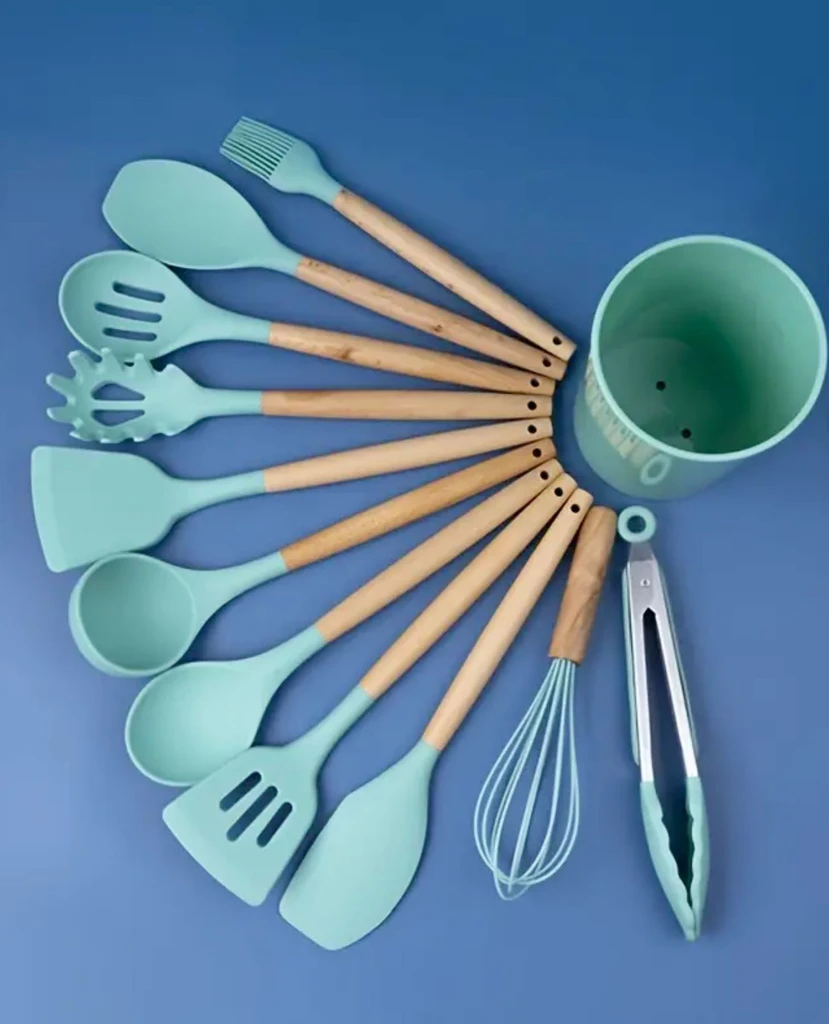 Directdeals 11Pcs Teal Silicone Cooking Utensil Set