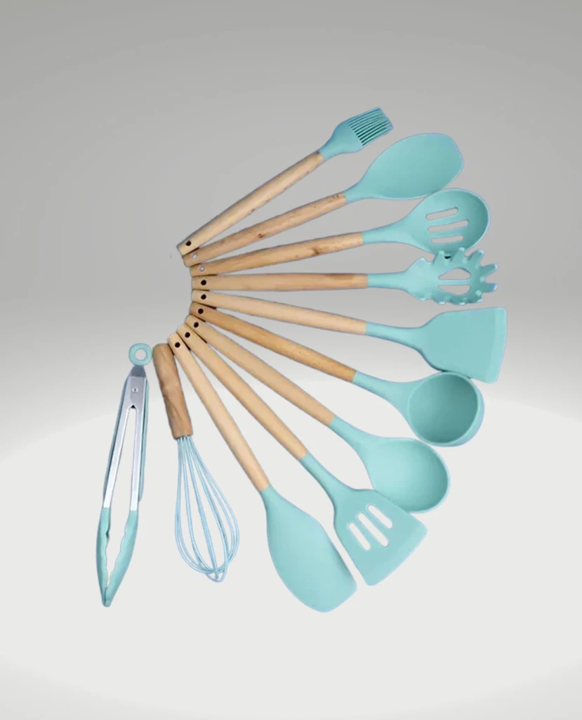 Directdeals 11Pcs Teal Silicone Cooking Utensil Set