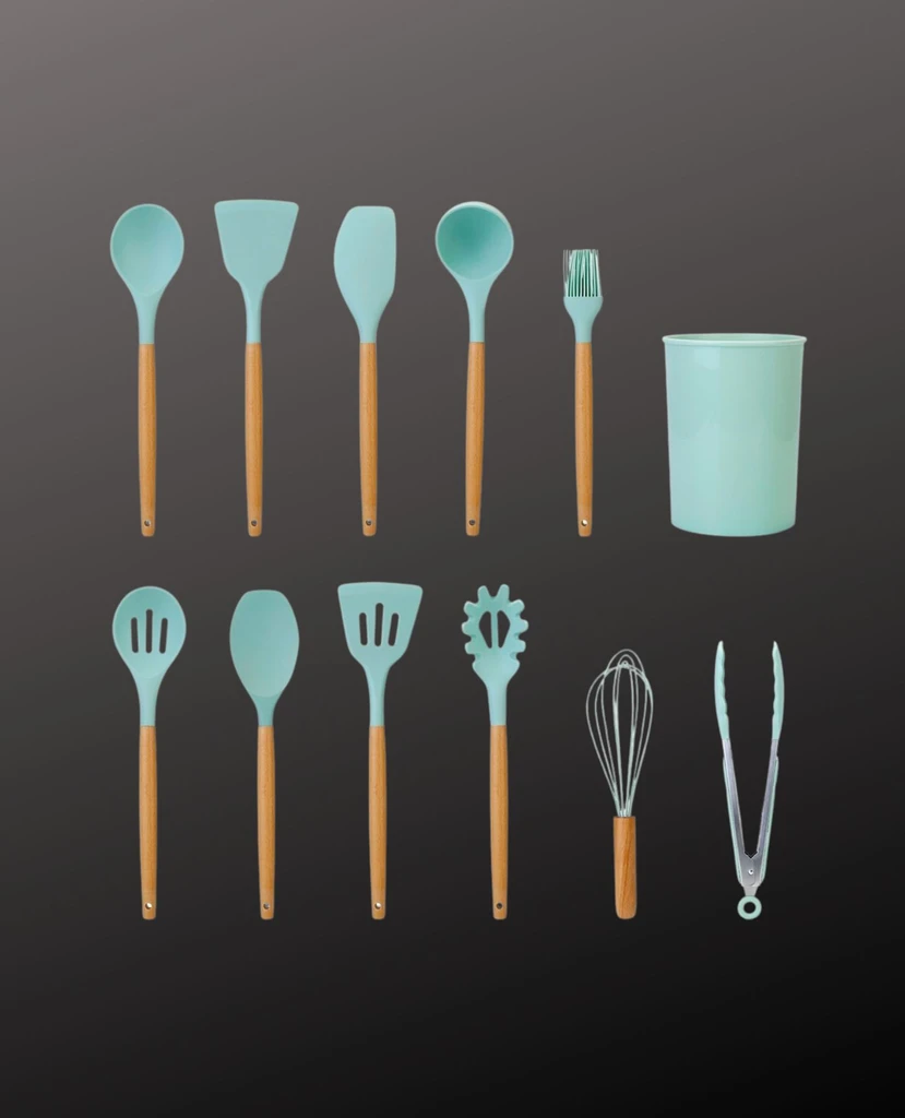 Directdeals 11Pcs Teal Silicone Cooking Utensil Set