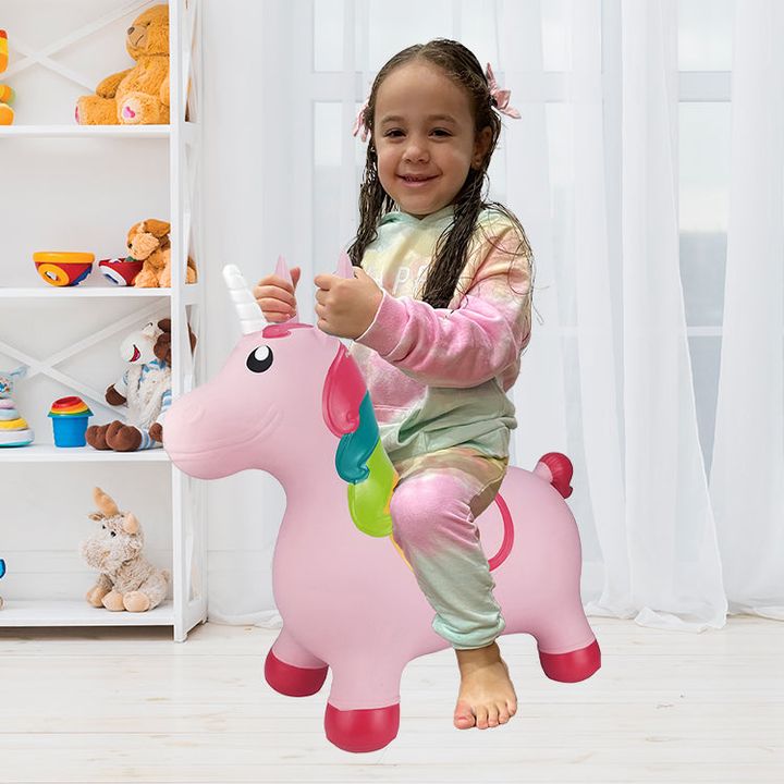 Waloo Products BounceZiez Pink Unicorn Ride-On Hopper