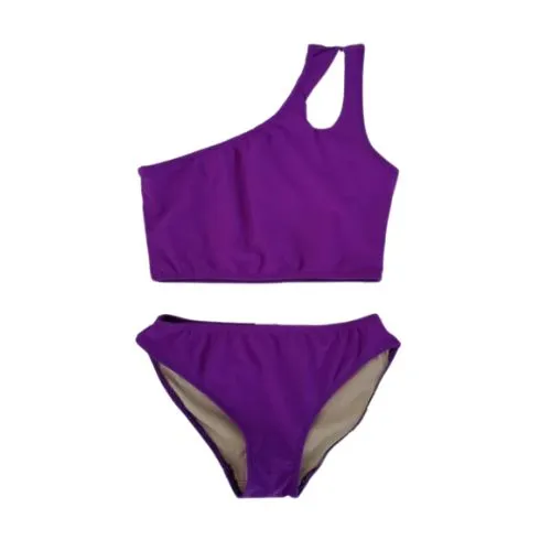 Cheryl Creations Girl's Two Piece One Shoulder Bathing Suit