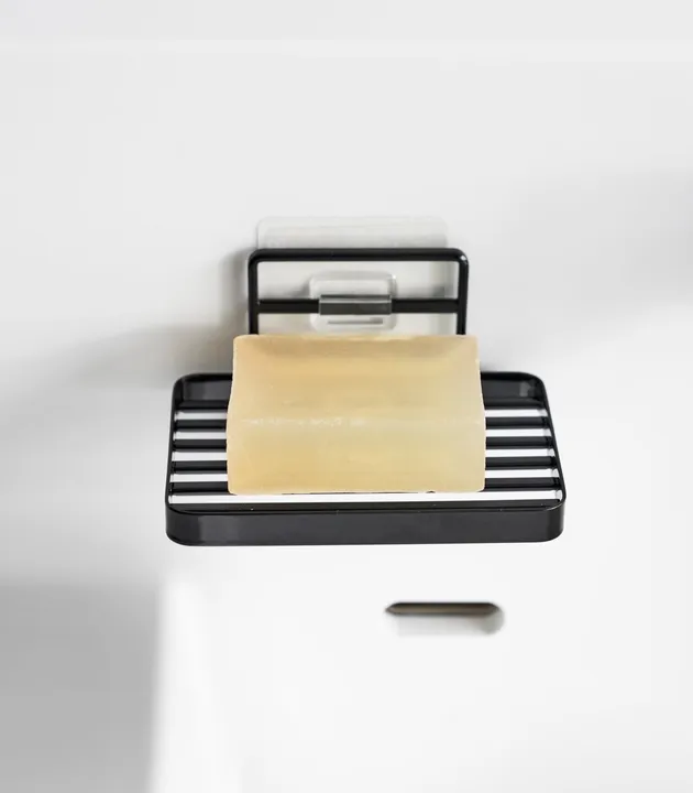 Yamazaki Home Self Adhesive Hygienic Soap Tray, Wall, Sink, Shower Mounted Bar Soap Dish-Steel