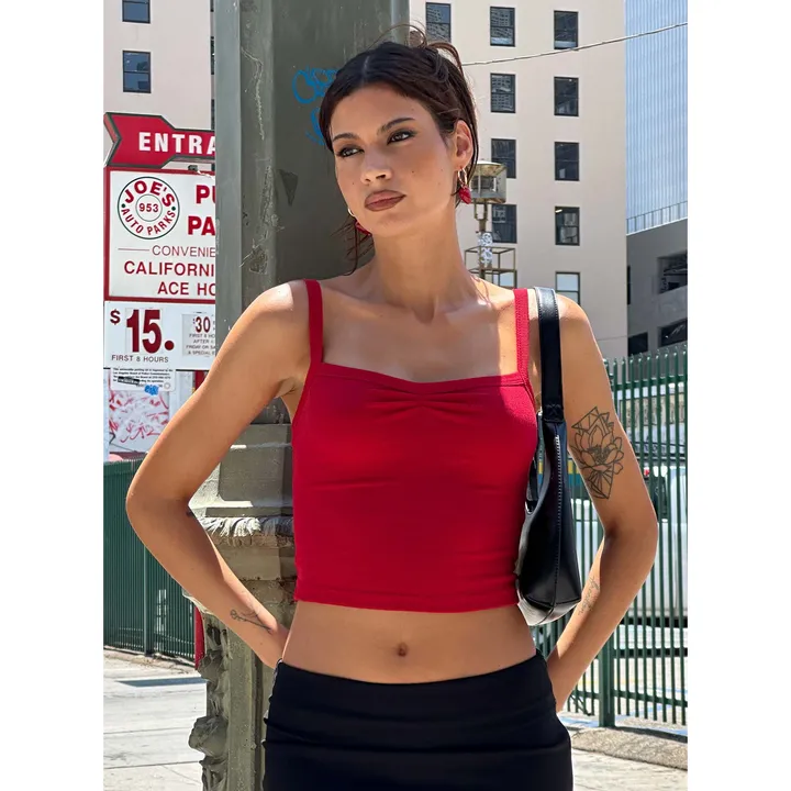 Princess Polly Essentials Ruched Rib Cami Top