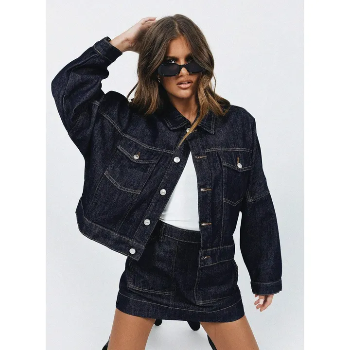 Princess Polly Hughes Jacket Dark Wash Denim