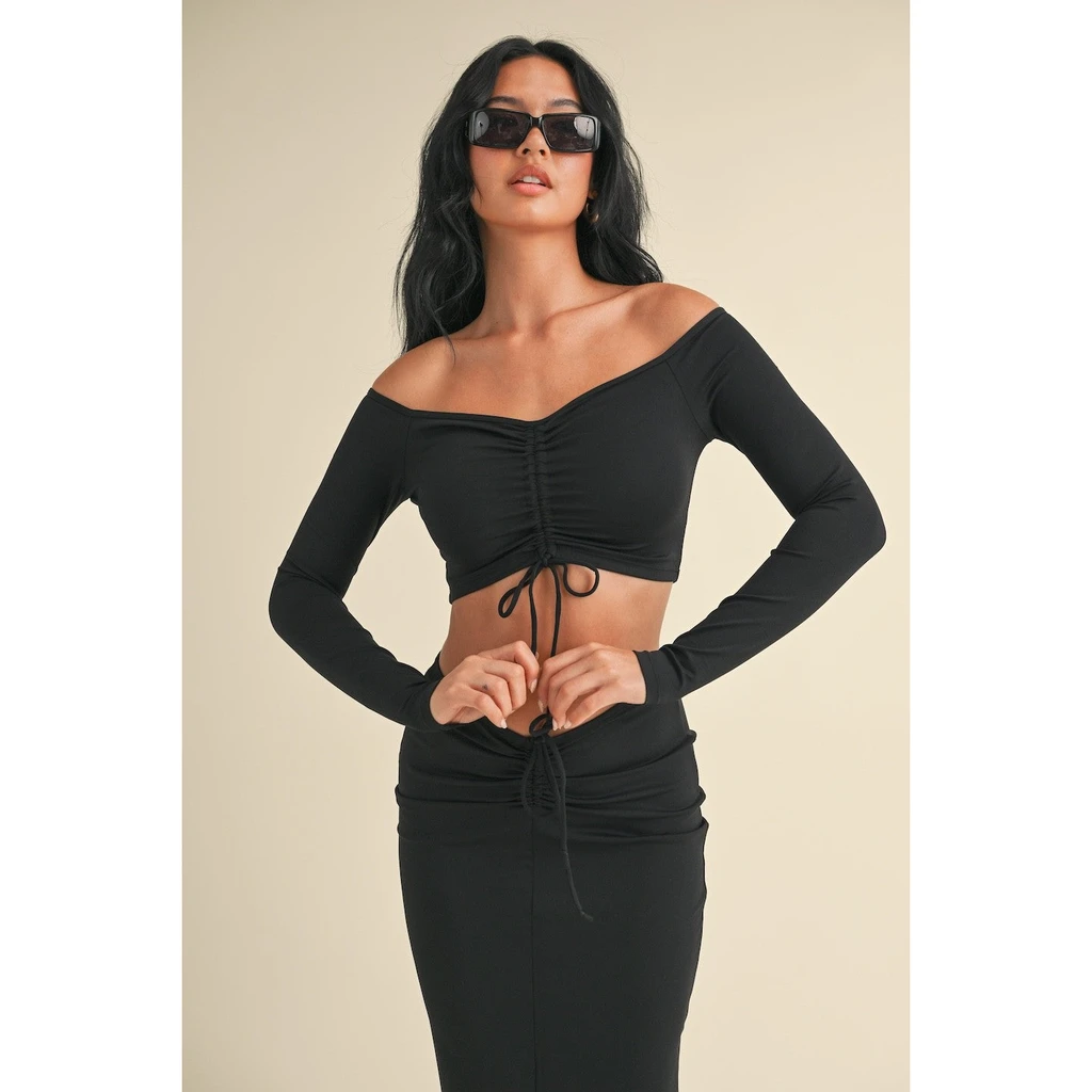 ★andar★ Airtouch face long sleeve crop top Activewear Black Mesh Crop Top Long Sleeve 6628 – PeachFit