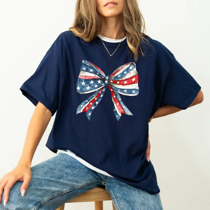 Refinery Number One Patriotic Bow, Ribbon, USA, 4th of July, Memorial Day, Tshirt