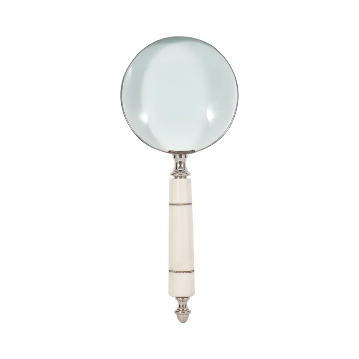 Sagebrook Home 4" Decorative Magnifying Glass - Contemporary Polyresin Ivory Ornate Magnifying Glass Decor for Home or Office Table Accent - Unique Decorative Figurine