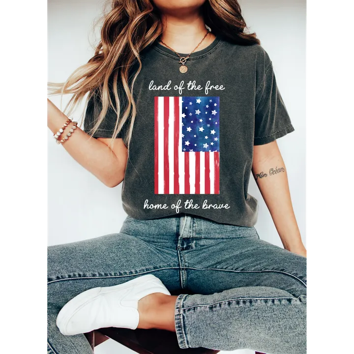 Refinery Number One Land Of The Free WH Patriotic Comfort Colors Tshirt