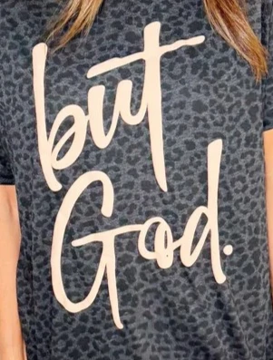 Poppy Pine Puff but God Black Leopard Tee