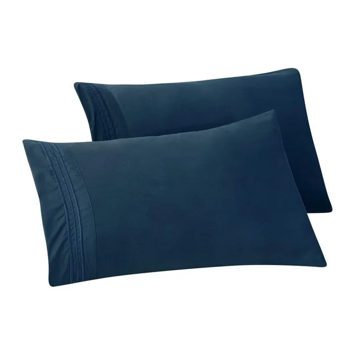 Elegant Comfort Set of 2 Pillowcases- 3 Line Embroidery