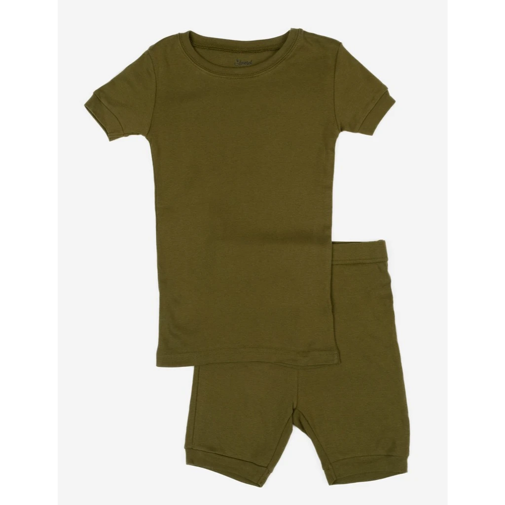 Leveret Clothing Kid's Short Sleeve Solid Color Boho Pajamas