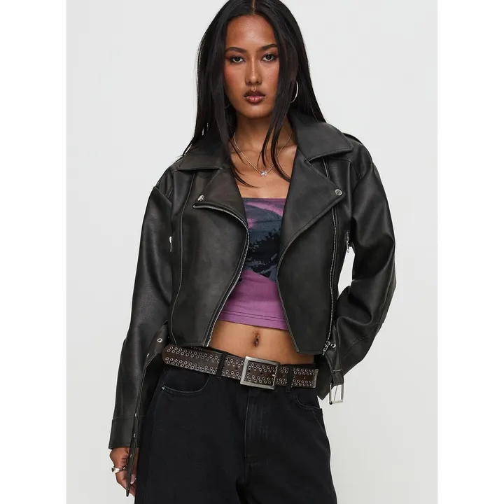 Princess Polly Face the Wind Faux Leather Jacket