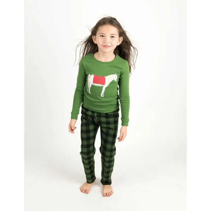 Leveret Clothing Kids Cotton Top & Fleece Pajamas