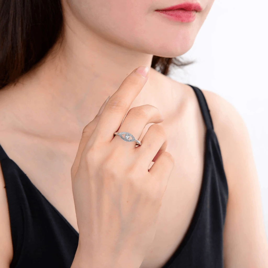 Fine Color Jewels Evil eye gemstone ring – genuine blue topaz protection ring in sterling silver