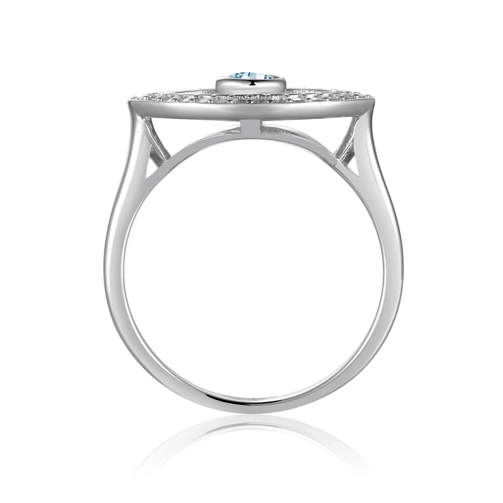 Fine Color Jewels Evil eye gemstone ring – genuine blue topaz protection ring in sterling silver