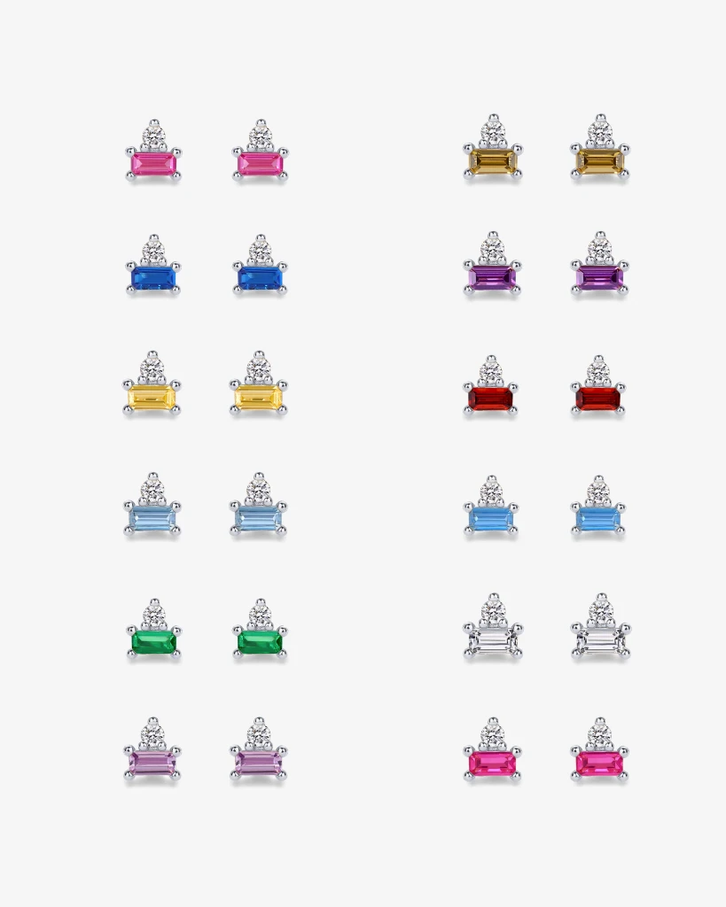 Pavoi Two-Tone Gemstone Studs - White Gold