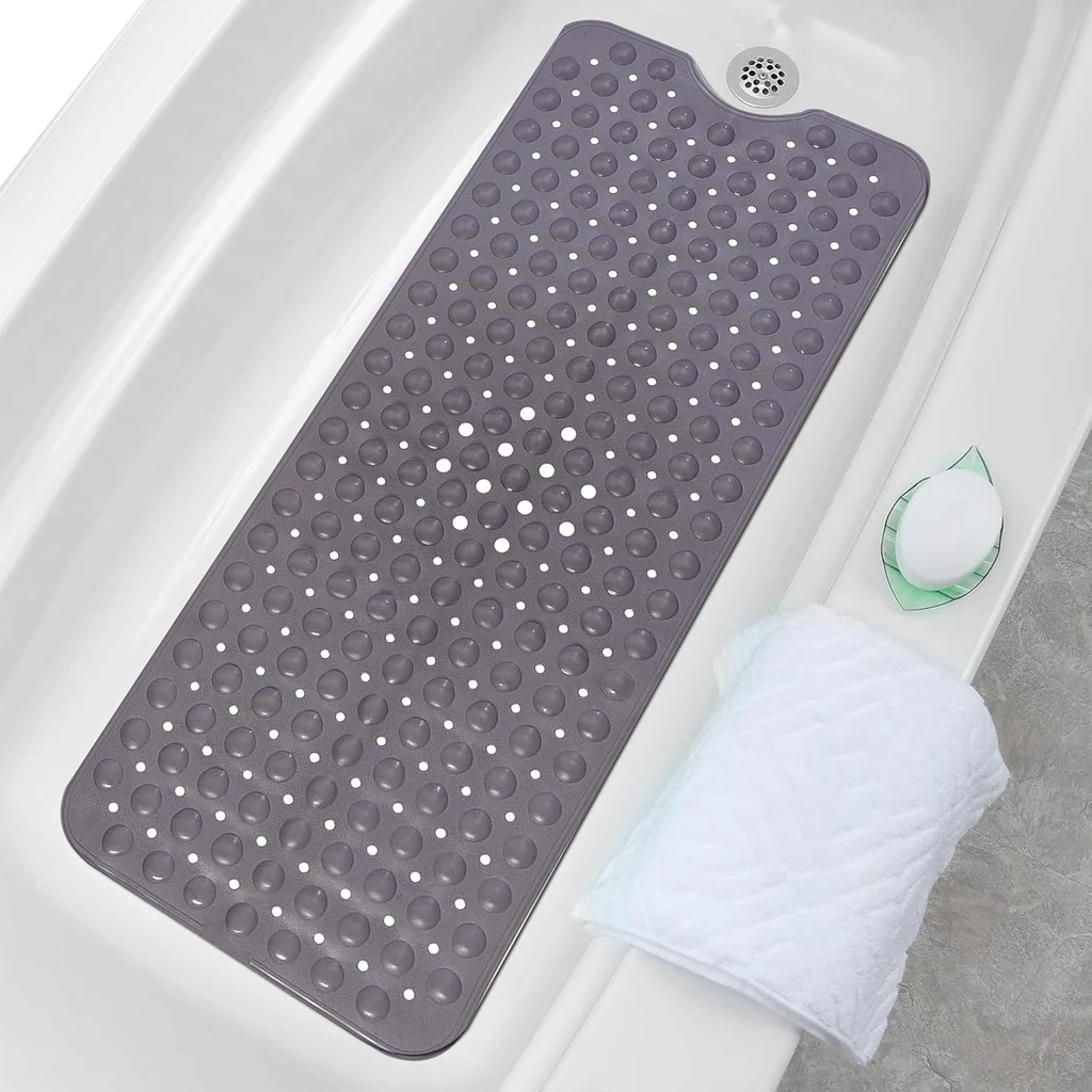 Lux Decor Collection Bath Anti-Slip Mat for Tub, With Drain Holes & Suction Cups, 40x16