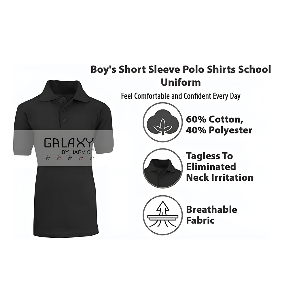 Galaxy by Harvic Boy's Short Sleeve Polo Shirt