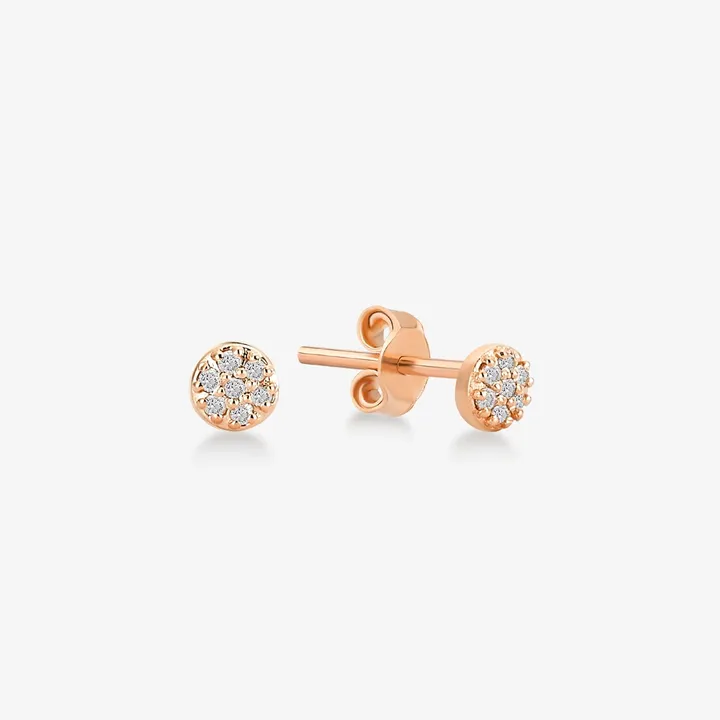 JCarat 14k Solid Gold Pave Dot Earrings With Diamond