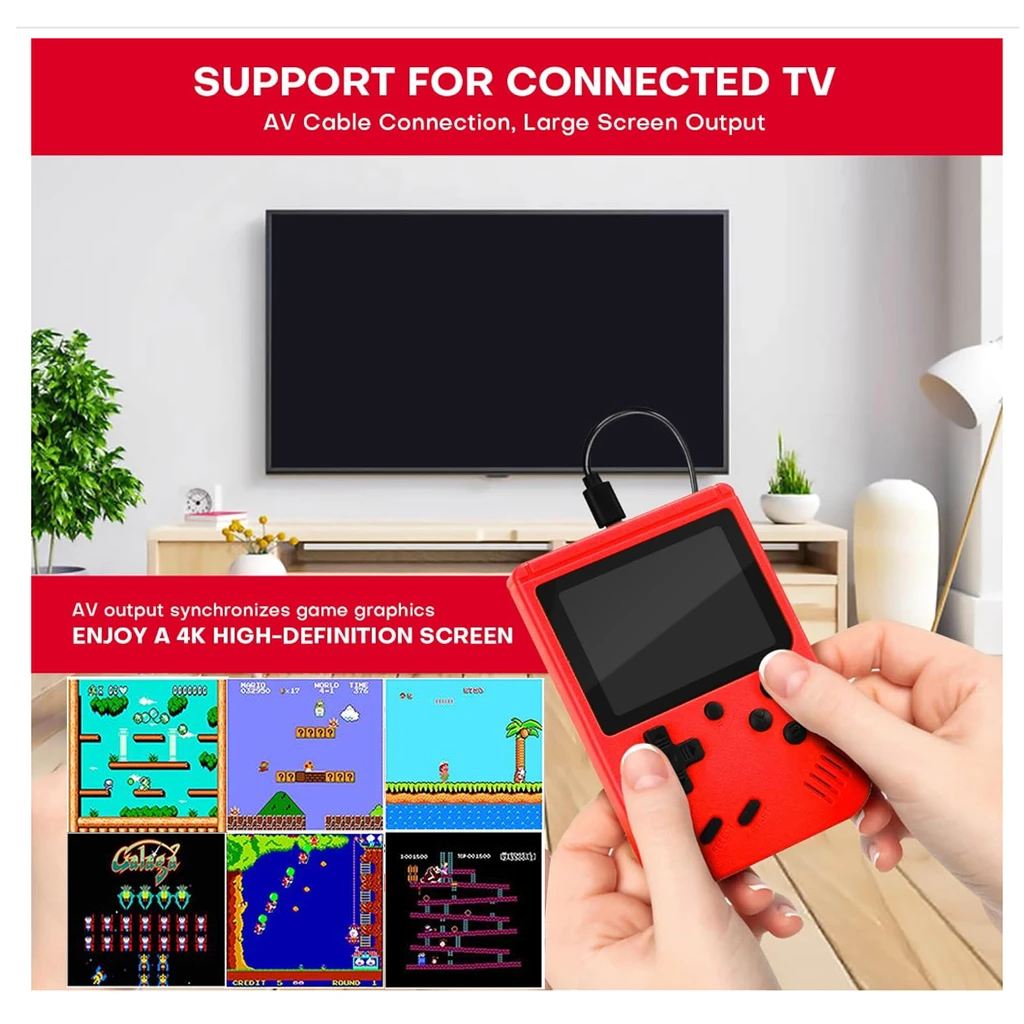 The Noodley Portable Gaming Mini Arcade Electronic Toy Handheld Video Game Console for Kids Player, 400 Games