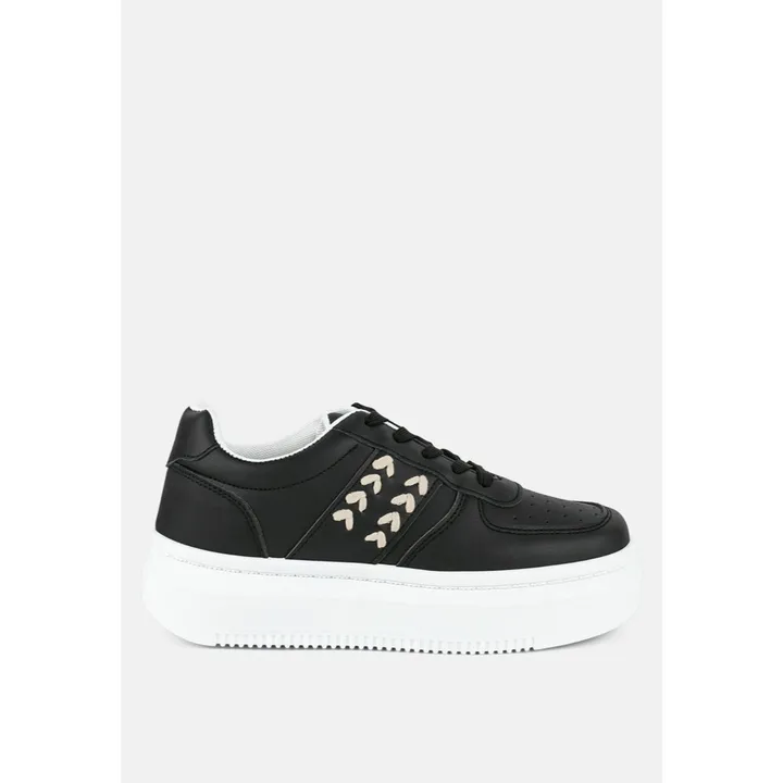 London Rag Monigue Faux Leather Cross Stitch Detail Sneakers