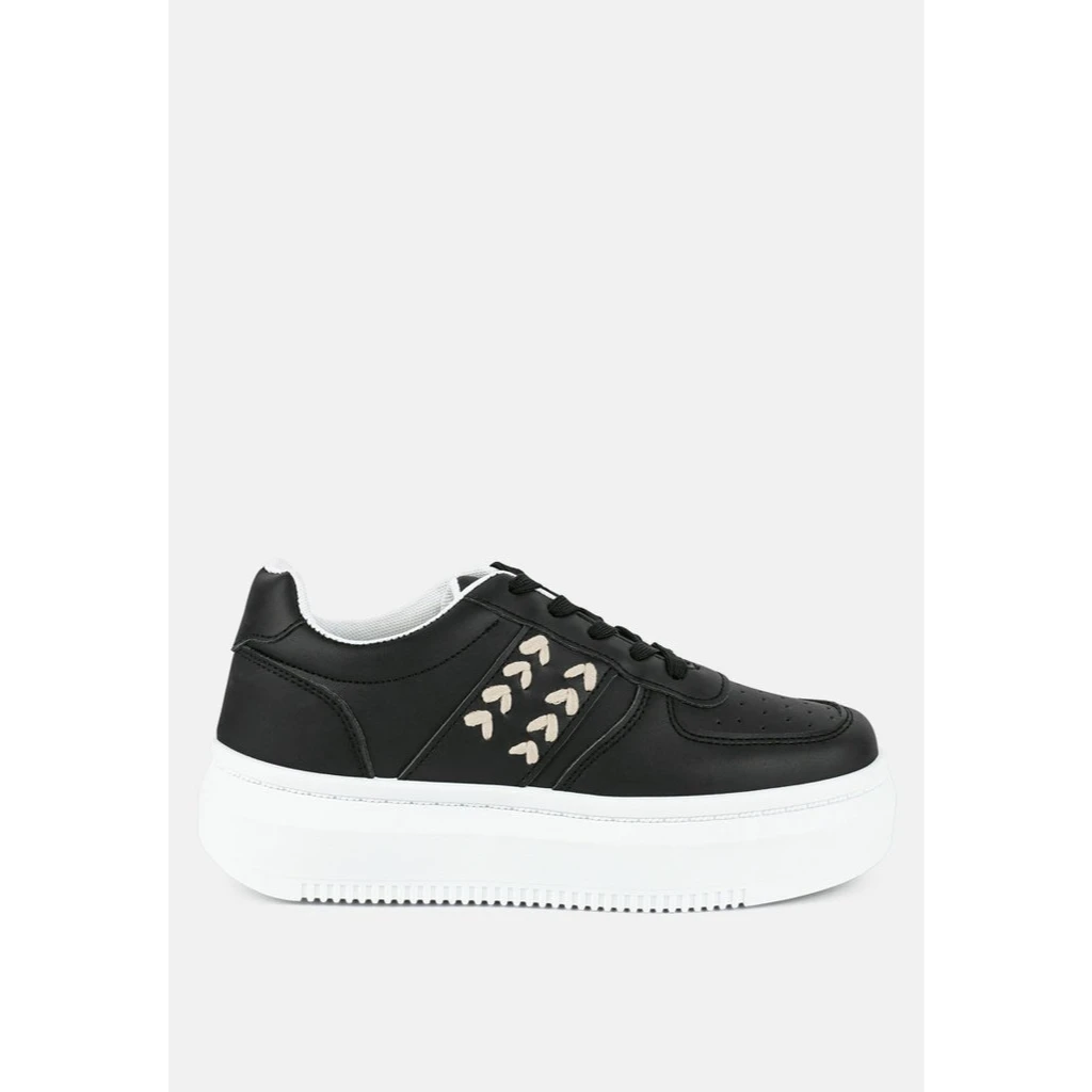 London Rag Monigue Faux Leather Cross Stitch Detail Sneakers
