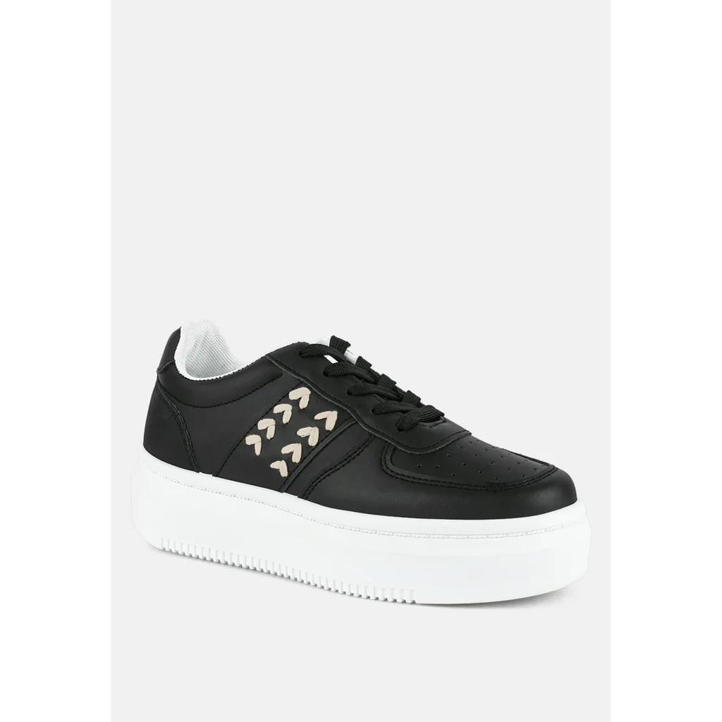 London Rag Monigue Faux Leather Cross Stitch Detail Sneakers