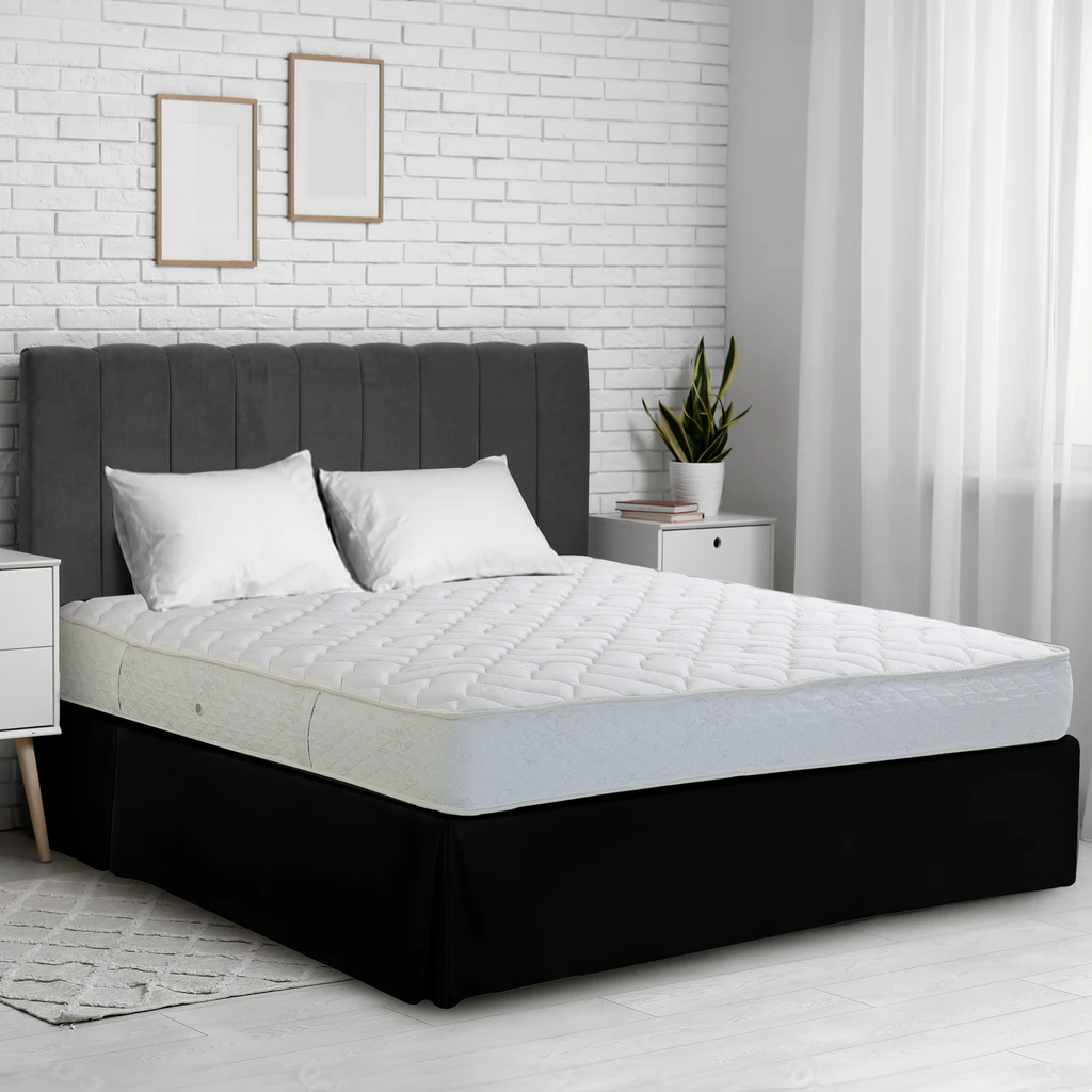 Lux Decor Collection Bed Skirt 16" Drop - Microfiber Pleated, Easy Fit, Wrinkle & Fade Resistant