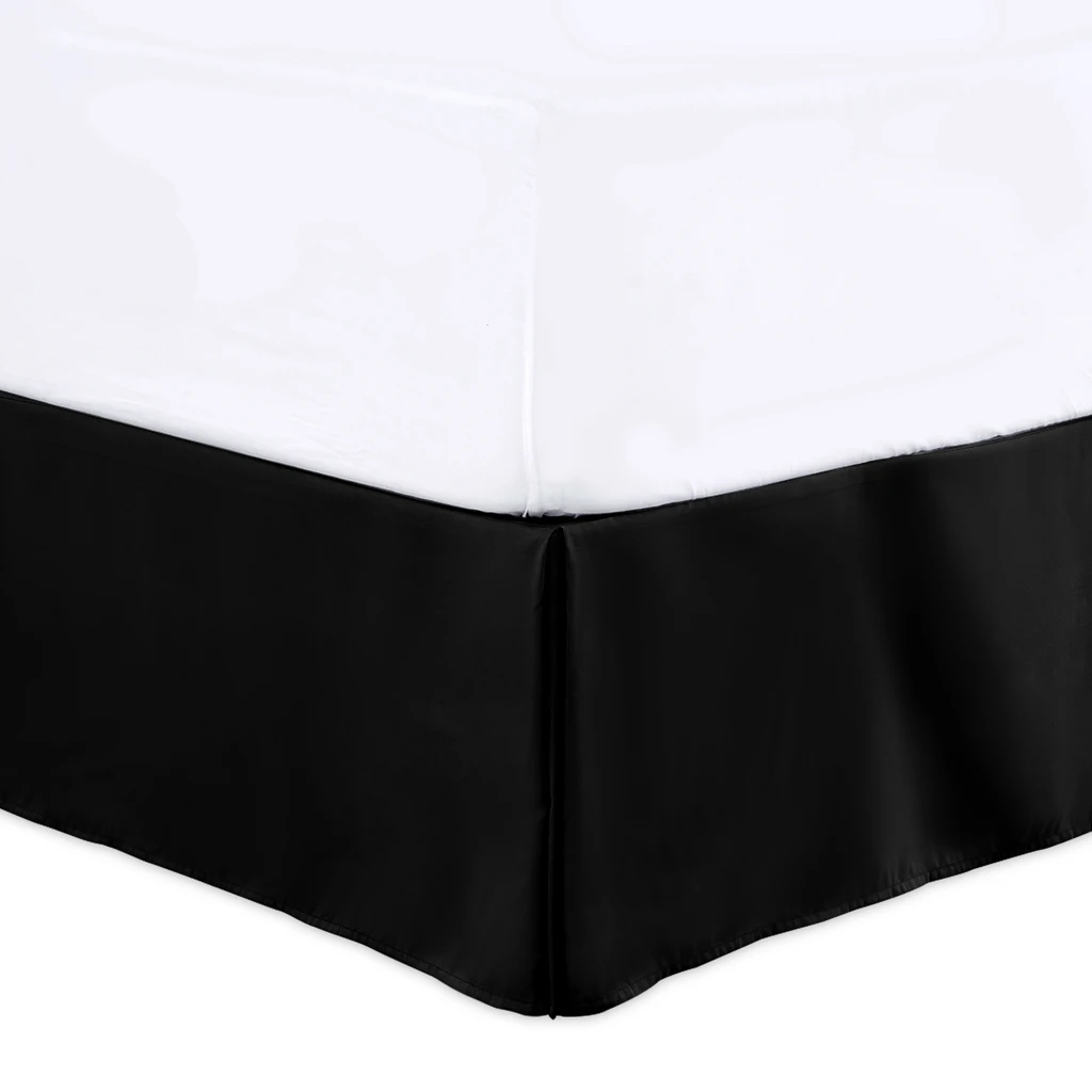 Lux Decor Collection Bed Skirt 16" Drop - Microfiber Pleated, Easy Fit, Wrinkle & Fade Resistant