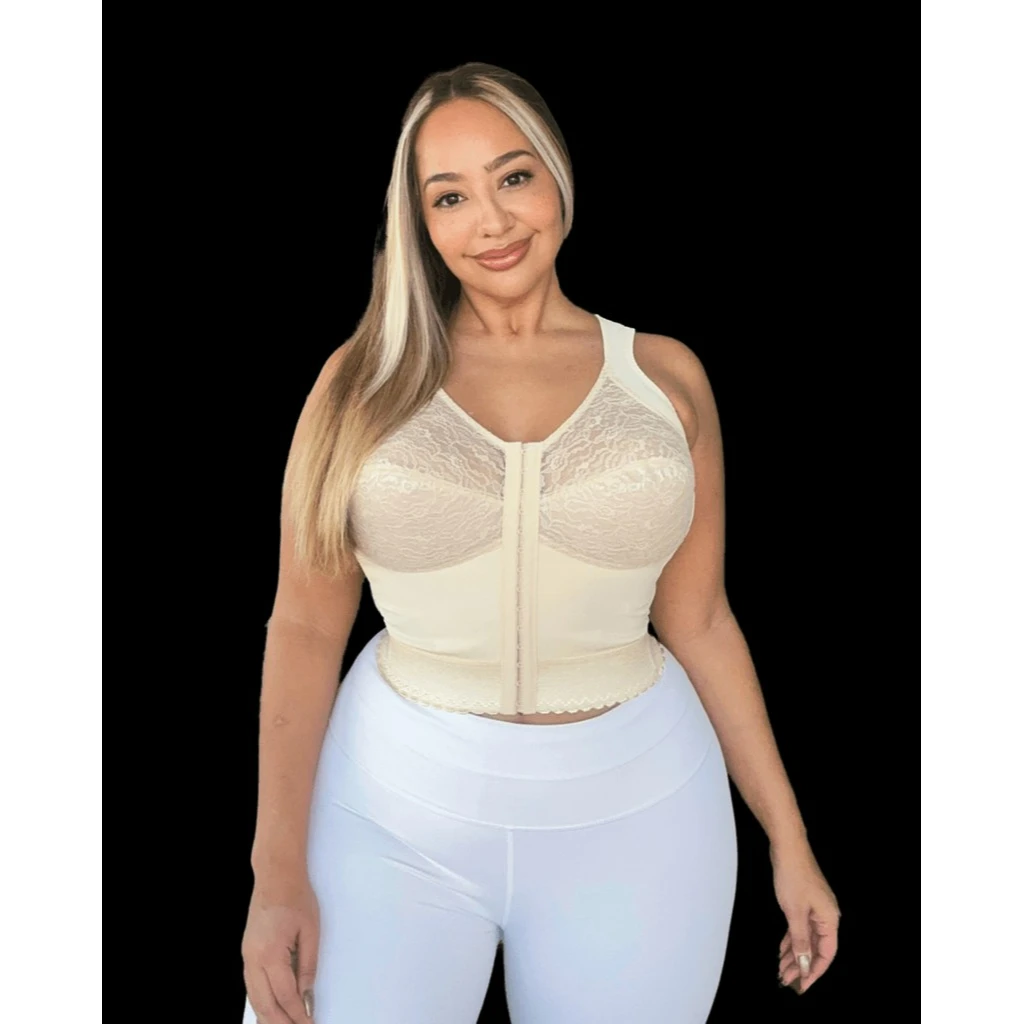 Rago Shapewear Front Closure Back Support Long Line Bra