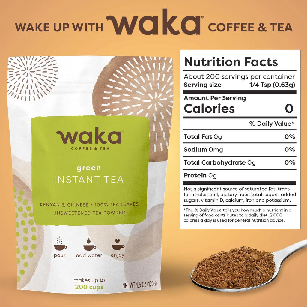 Waka Coffee & Tea Kenyan & Chinese Green Instant Tea 4.5 Oz Bag