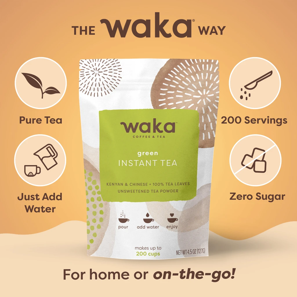 Waka Coffee & Tea Kenyan & Chinese Green Instant Tea 4.5 Oz Bag