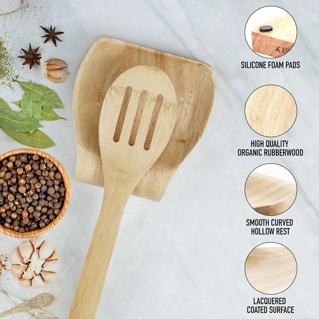 Zulay Kitchen Wooden Spoon Rest for Kitchen