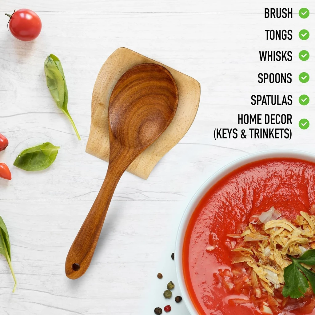Zulay Kitchen Wooden Spoon Rest for Kitchen