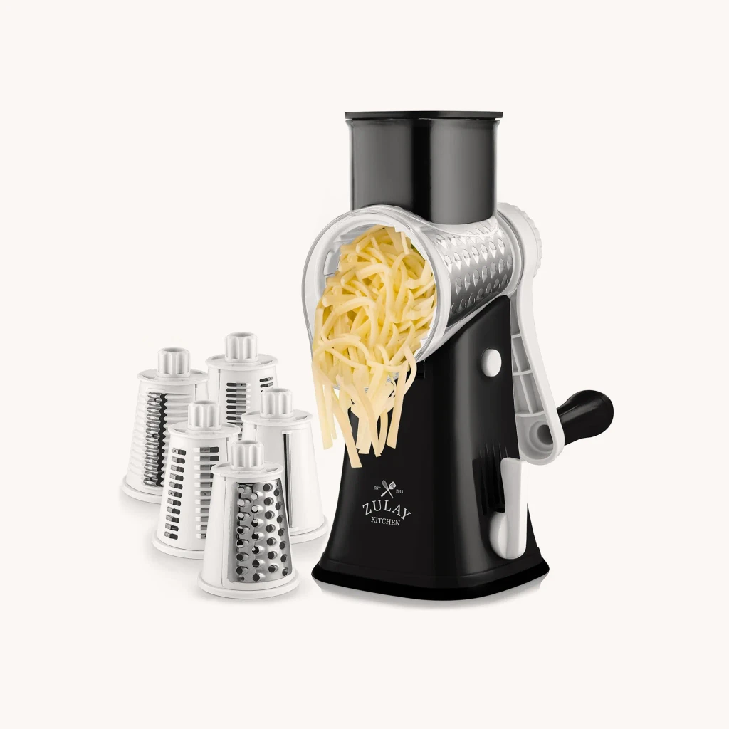 Zulay Kitchen Rotary Cheese Grater With 5 Interchangeable Blades