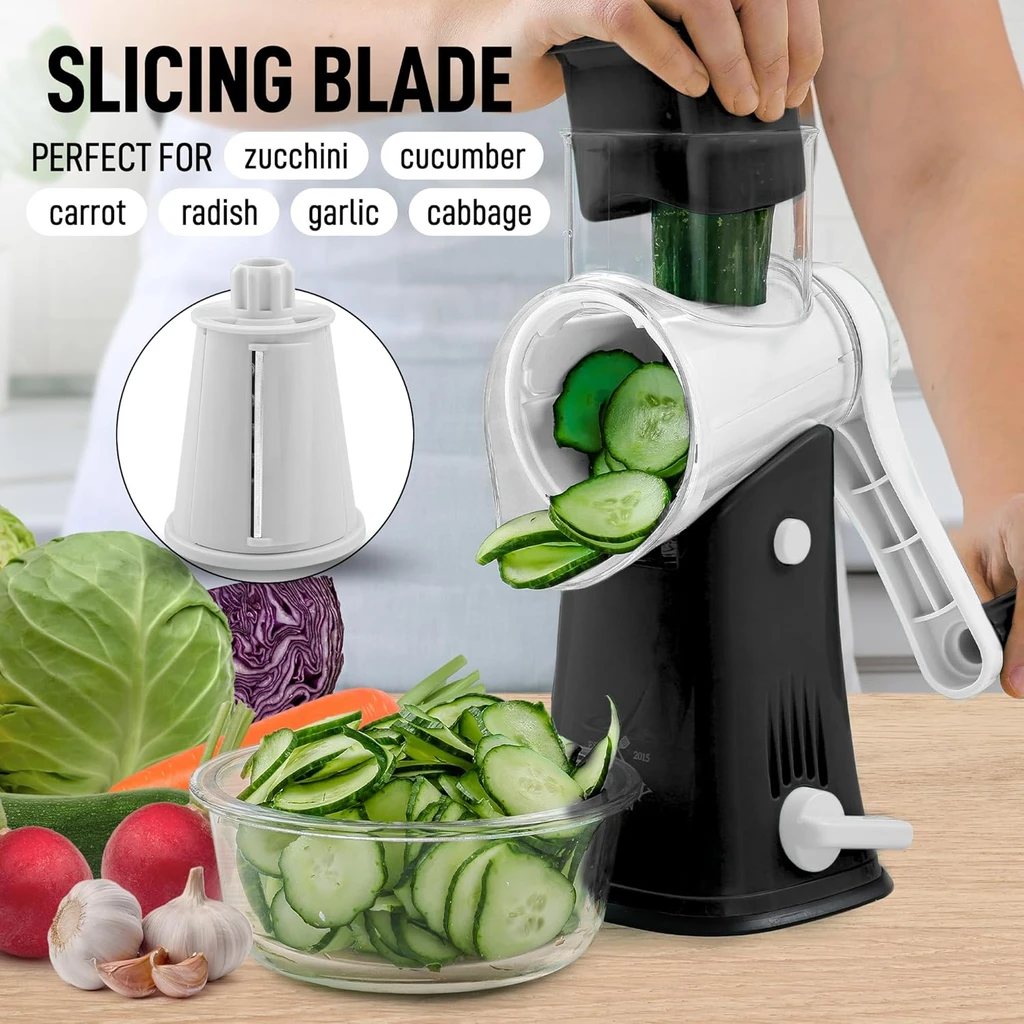 Zulay Kitchen Rotary Cheese Grater With 5 Interchangeable Blades