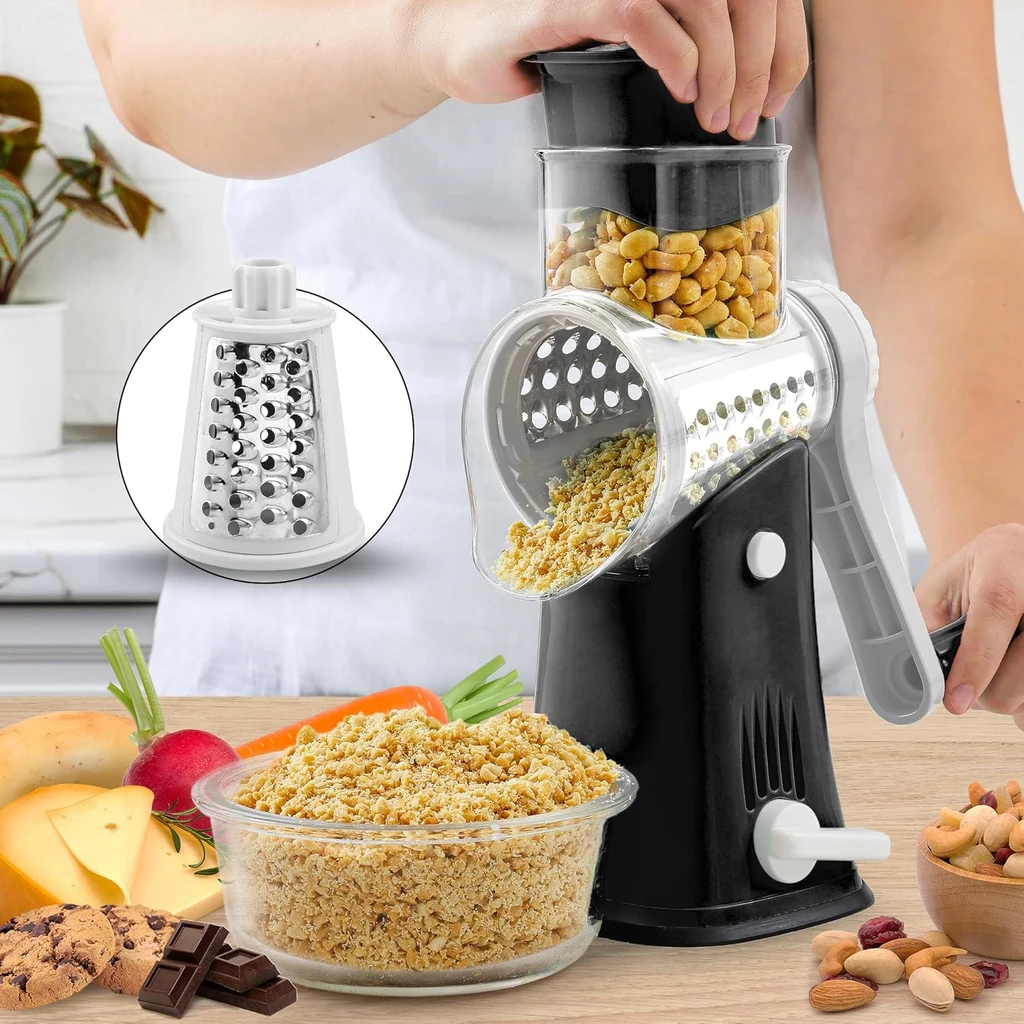 Zulay Kitchen Rotary Cheese Grater With 5 Interchangeable Blades