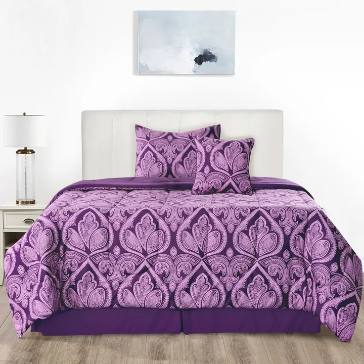 Lux Decor Collection Reversible 4pc Twin Comforter Set, Includes Comforter, Sham, Pillow& Bed Skirt