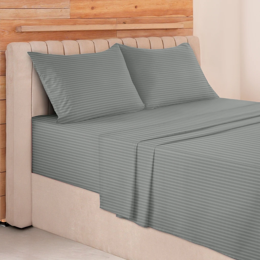 Lux Decor Collection 4 Pc Stripe Bed Sheets, High GSM Brushed Microfiber,Deep Pocket Hotel Luxury Set