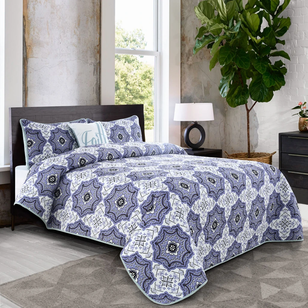 Lux Decor Collection Quilt Set - 3-Piece Reversible Lightweight Microfiber Bedding with Pillow