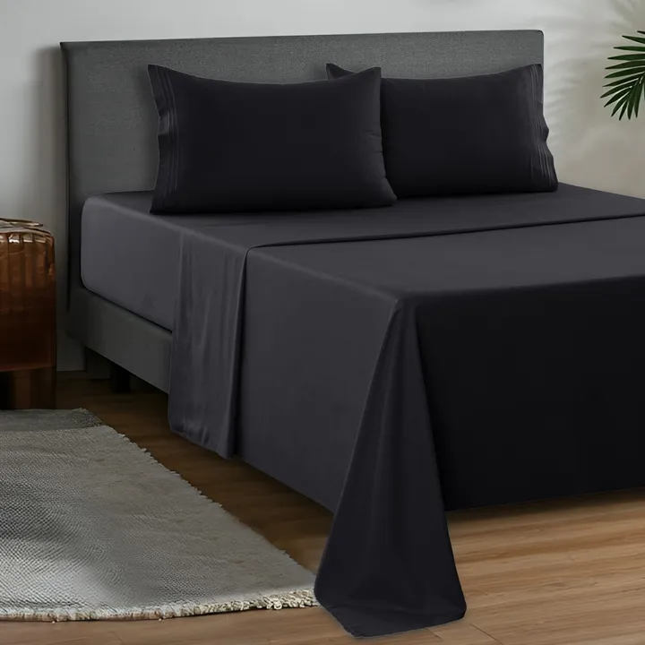 Lux Decor Collection 4-PC Microfiber Sheet Set -16" Deep Pocket -Embroidered Pillowcase- Hotel Luxury