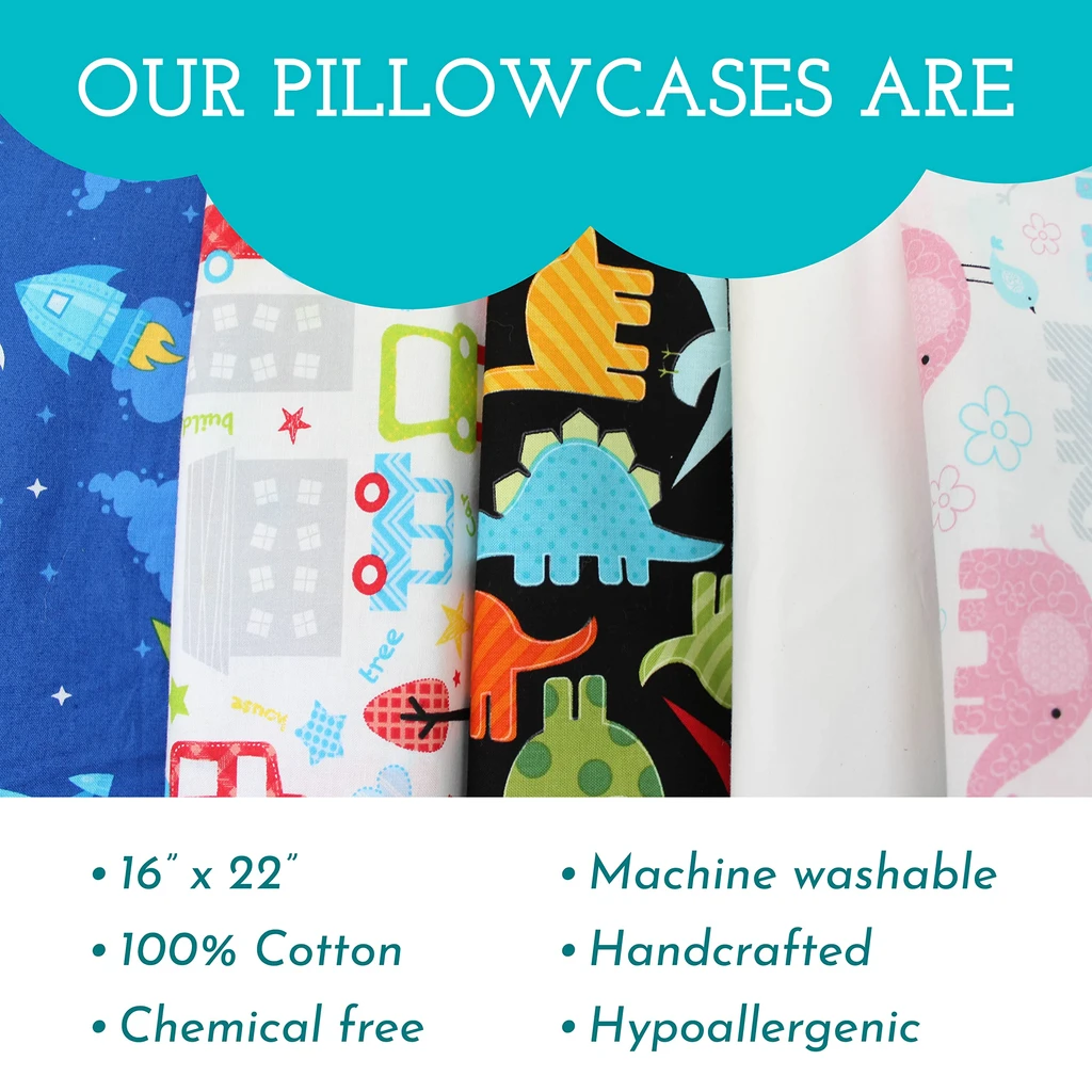 Little Sleepy Head Pillowcase - 100% Made Cotton & Hypoallergenic Pillow Case - Snug Fit Envelope Enclosure (PILLOWCASE ONLY)