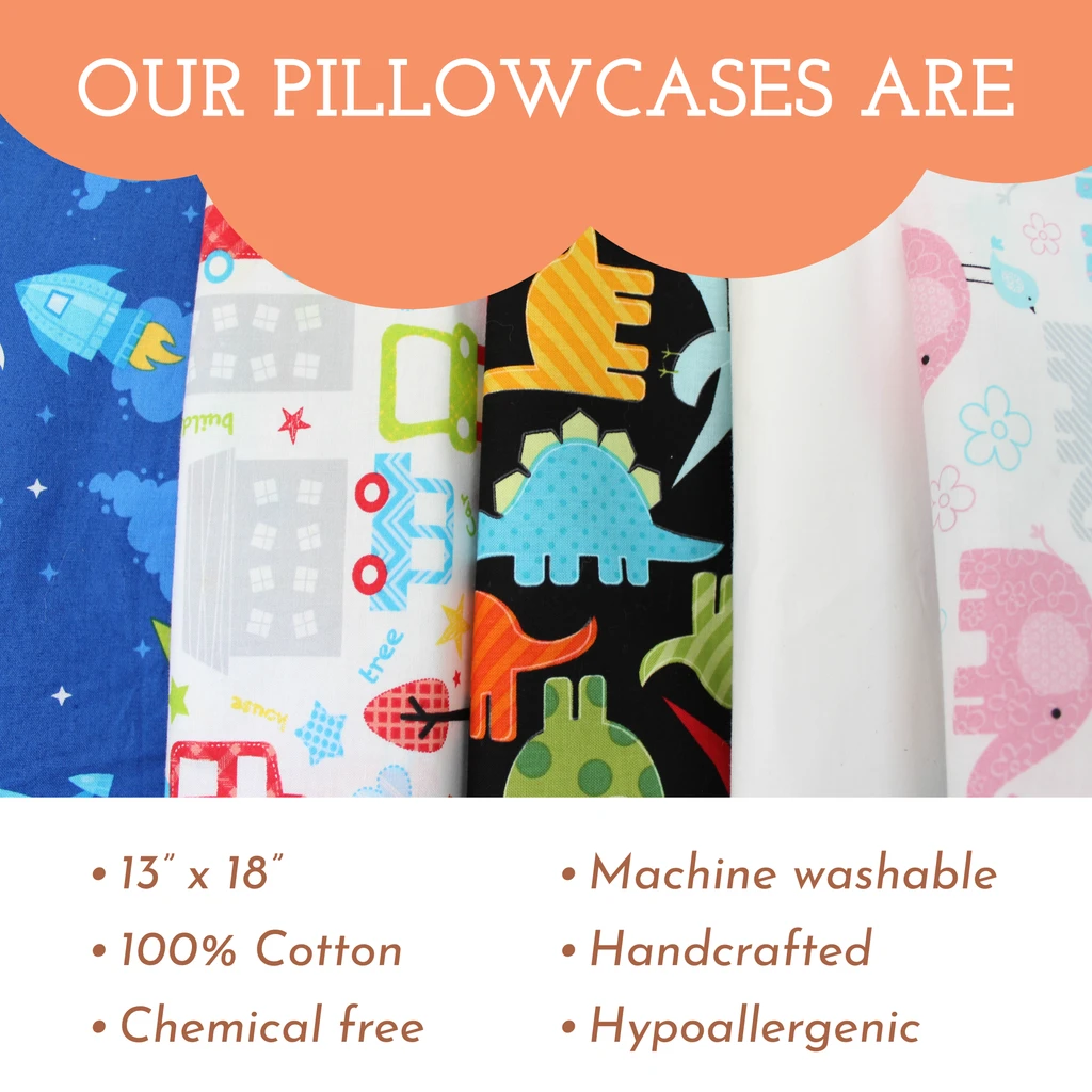 Little Sleepy Head Pillowcase - 100% Made Cotton & Hypoallergenic Pillow Case - Snug Fit Envelope Enclosure (PILLOWCASE ONLY)