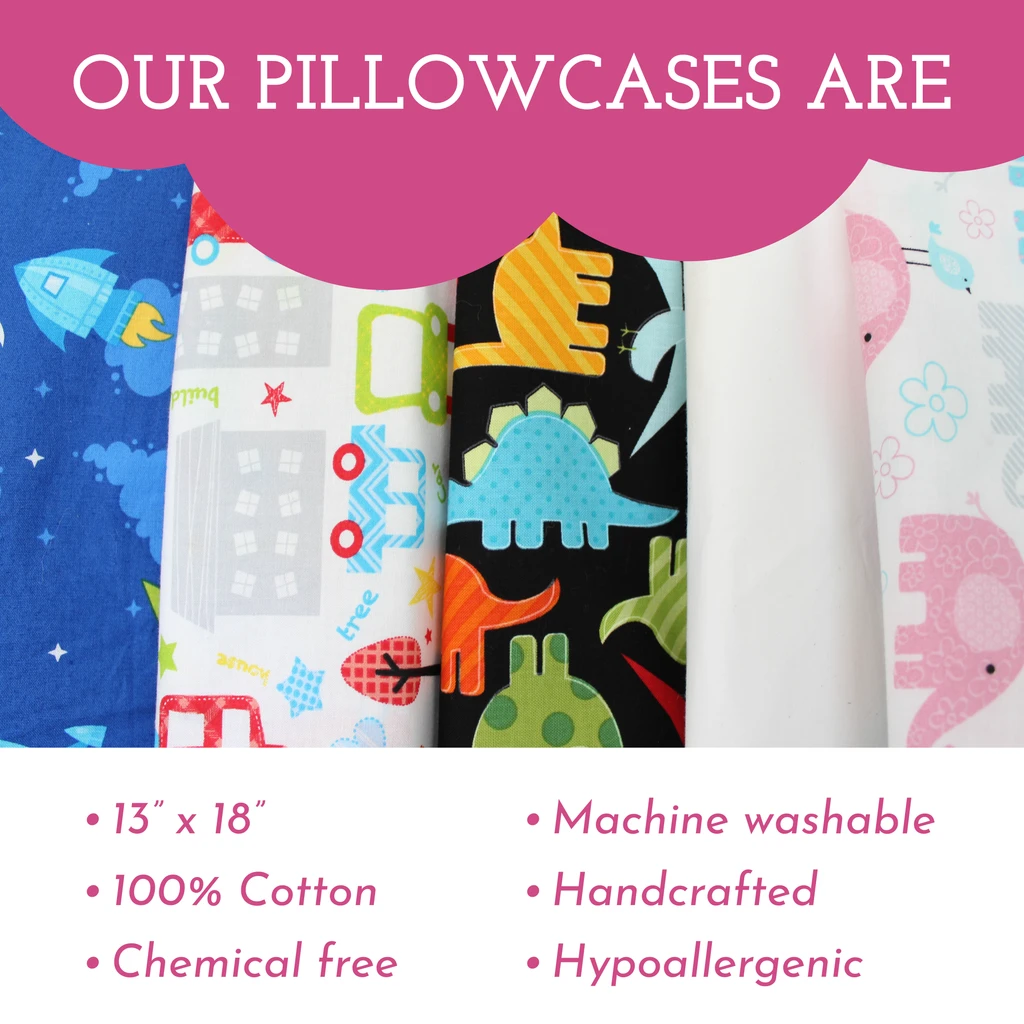 Little Sleepy Head Pillowcase - 100% Made Cotton & Hypoallergenic Pillow Case - Snug Fit Envelope Enclosure (PILLOWCASE ONLY)
