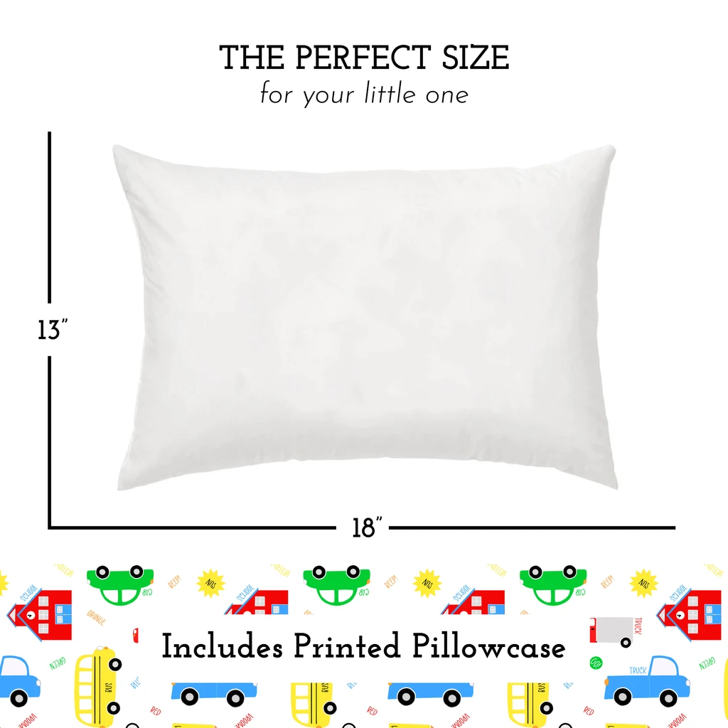 Little Sleepy Head Pillow with Pillowcase - Soft, Ergonomic, Hypoallergenic