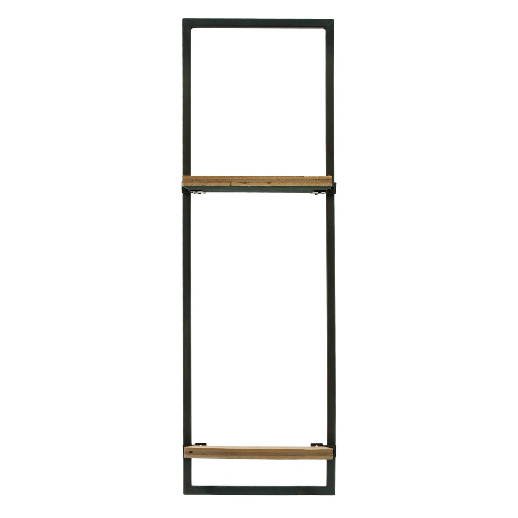 Sagebrook Home 25 in. x 8 in. Brown Metal and Wood Chic Floating Wall Shelf (Set of 5)